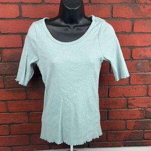 Sundance Teal Women's Top – Size XXS‎ – 100% Cotton Short Sleeve Tee